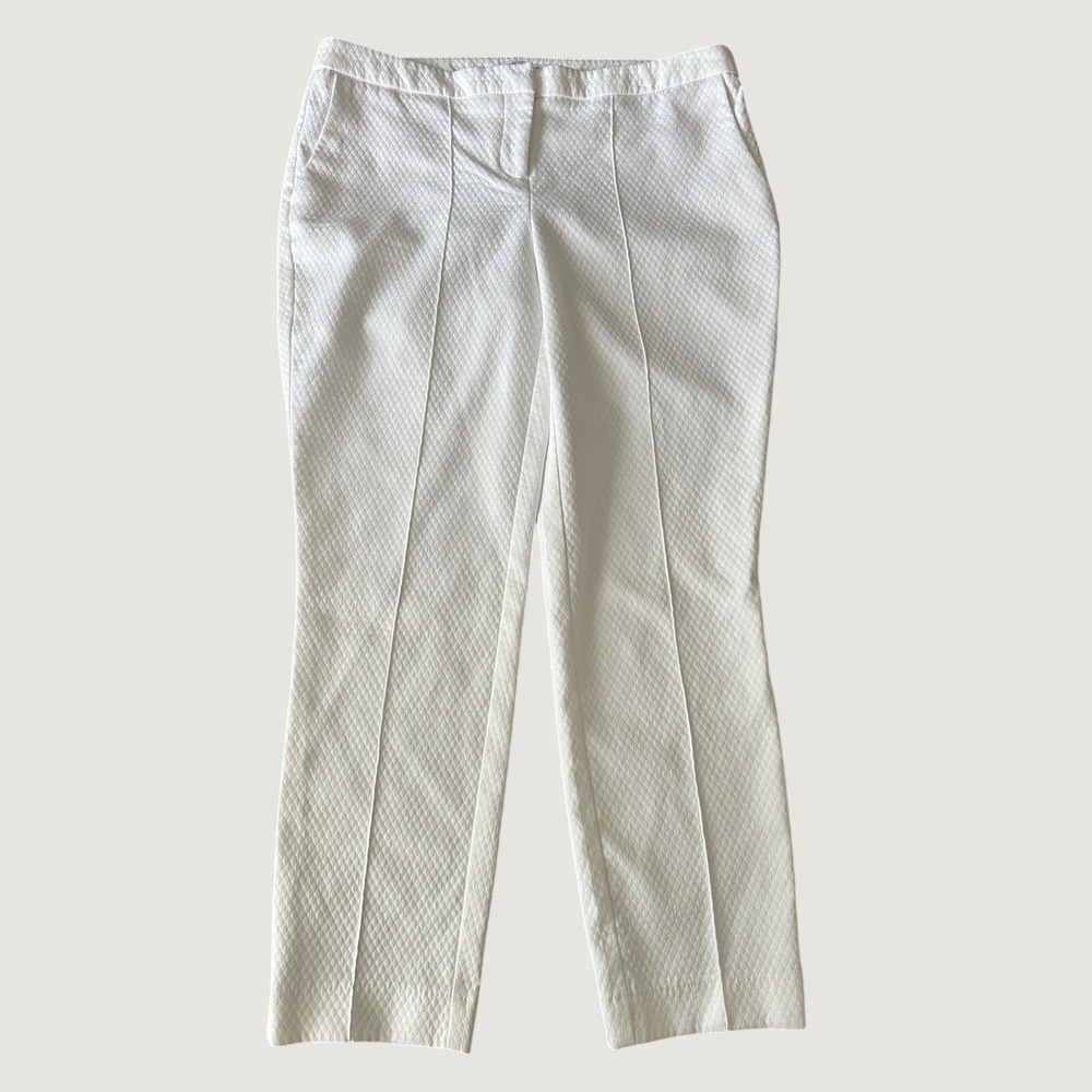 Katherine Barclay Women's 8‎ White Textured Ankle Dress Pants | SKU 0495